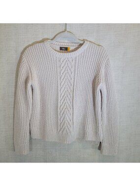 Rumi Ryder Sweater Girls Large 12-14 White Cable Knit Pullover Crewneck